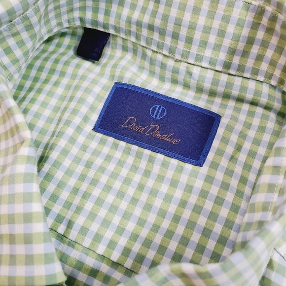 David Donahue Men's Casual Long Sleeve Shirt Green Check/ Plaid Pattern Size XL - Picture 2 of 4